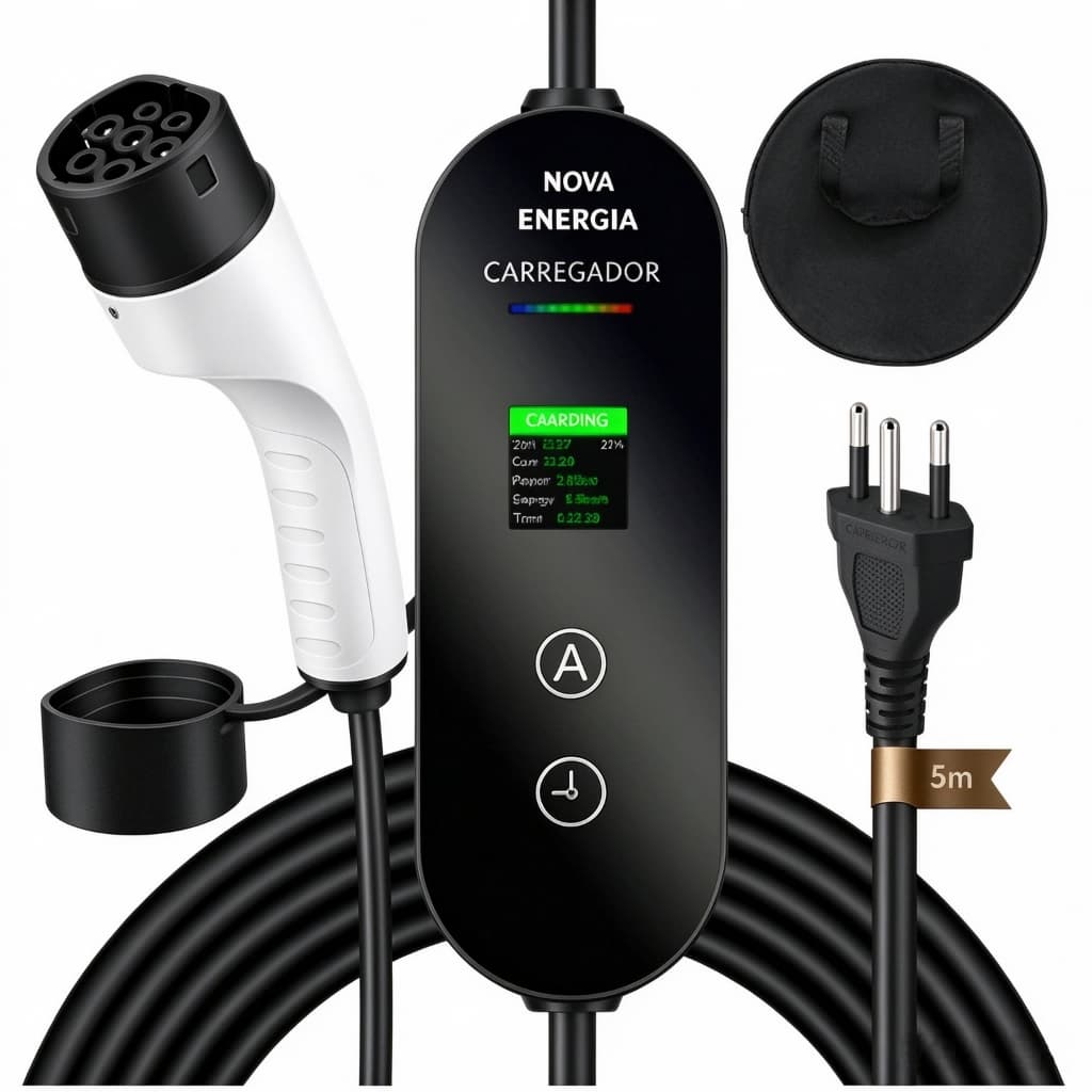 Carregador Veicular 16A Cabo 5m Tomada Brasil, Cabo carregador para veículos elétricos