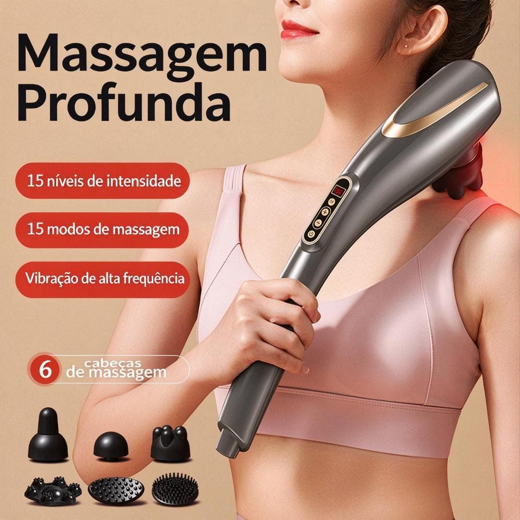 Bastão Massageador Corporal Sem Fio, Massageador de Vibração Profunda, Alívio de Fadiga Muscular para Casa e Escritório