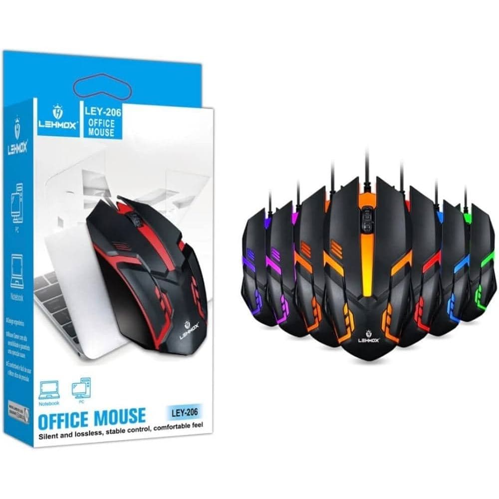 Mouse Gamer Alta Sensibilidade Lehmox LEY-206 RGB 1200 DPI Usb Ergonômico Plug & Play Pc Notebook