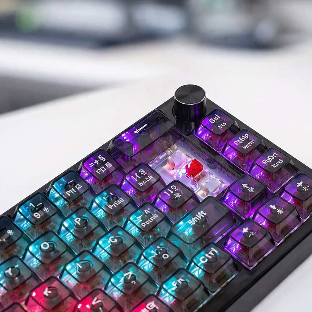 Teclado Mecanico Gamer Mancer Black Ghost Rainbow Switch Red Preto