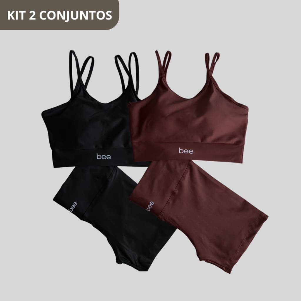 KIT 2 Roupa Fitness Feminina Academia 2 Peças Cós Alto Zero Transparencia Treino Modelador