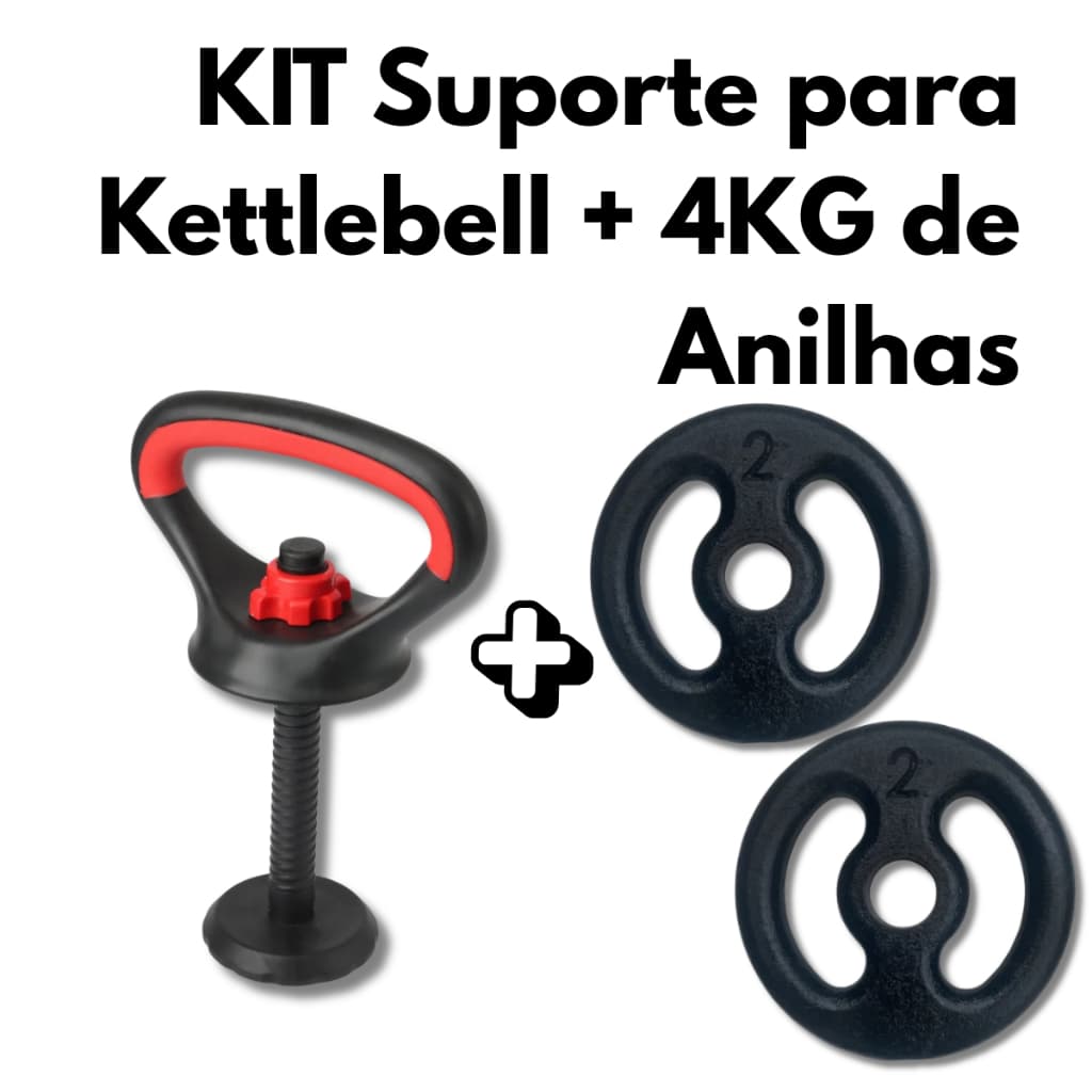 KIT Suporte para Kettlebell + 4KG Equipamento para Exercícios Musculação e Treino em Casa
