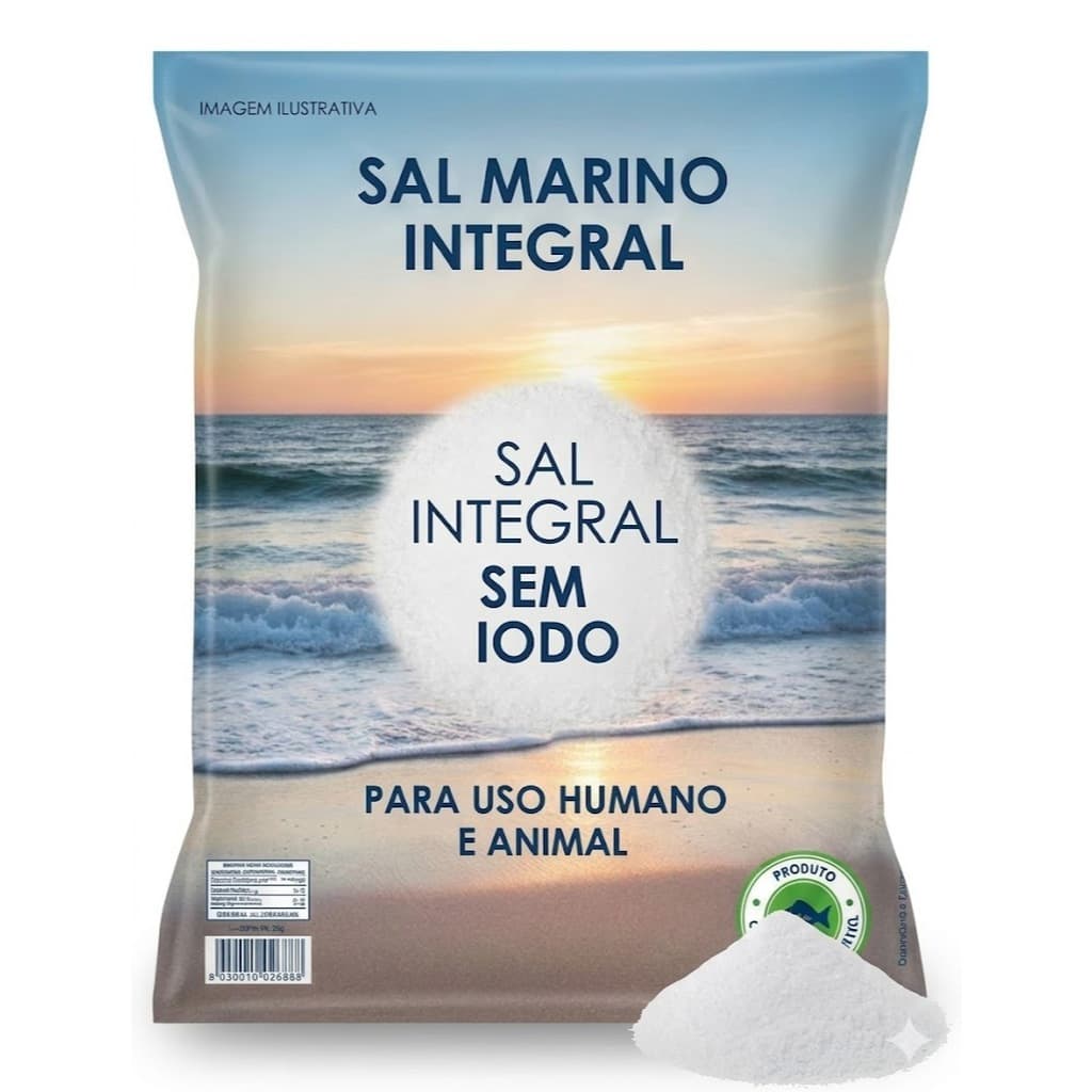 Sal Marinho Sem Iodo 1kg Natural Puro