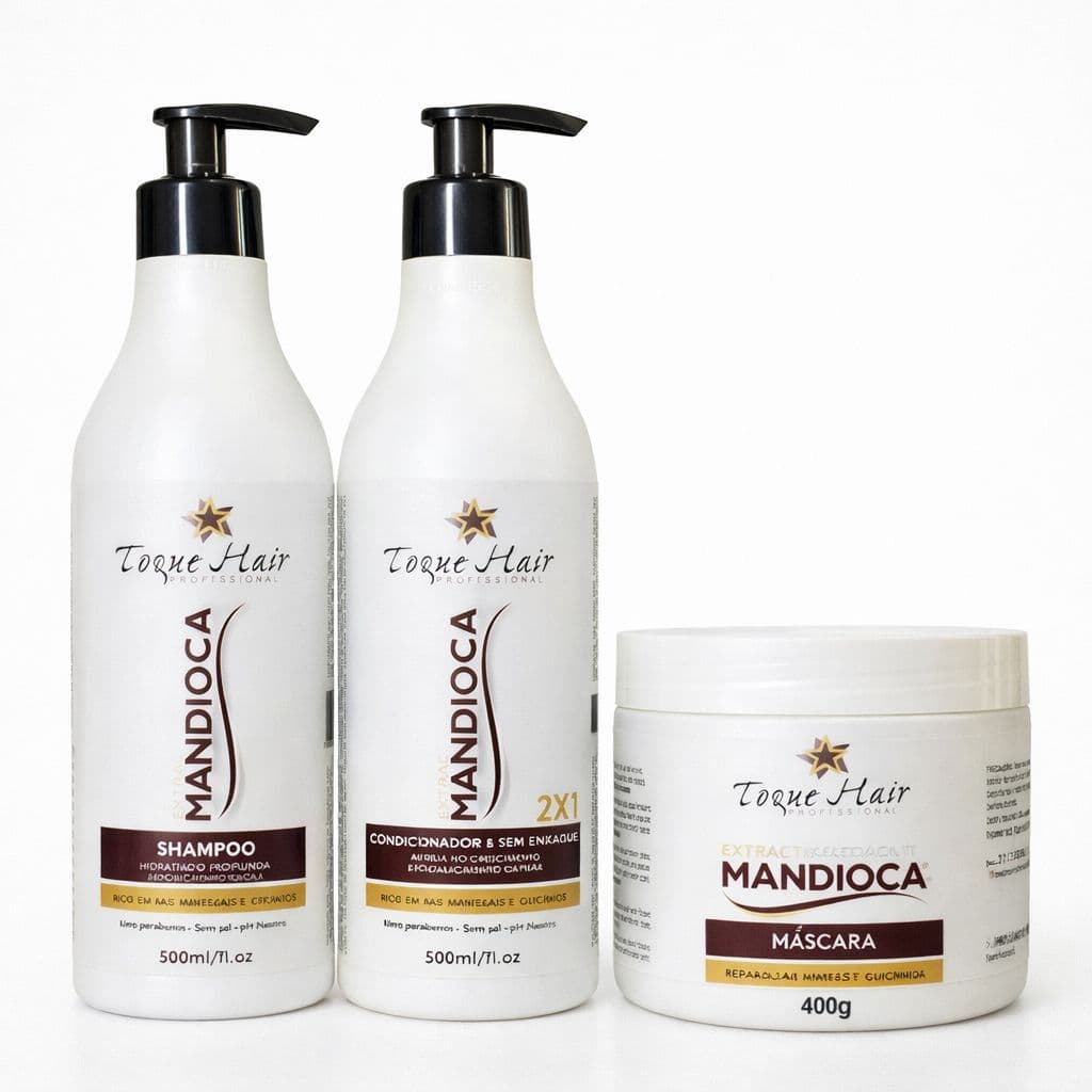 Kit mega hidratante Shampoo Condicionador e Máscara Profissional 500ml Muito Brilho e Macio