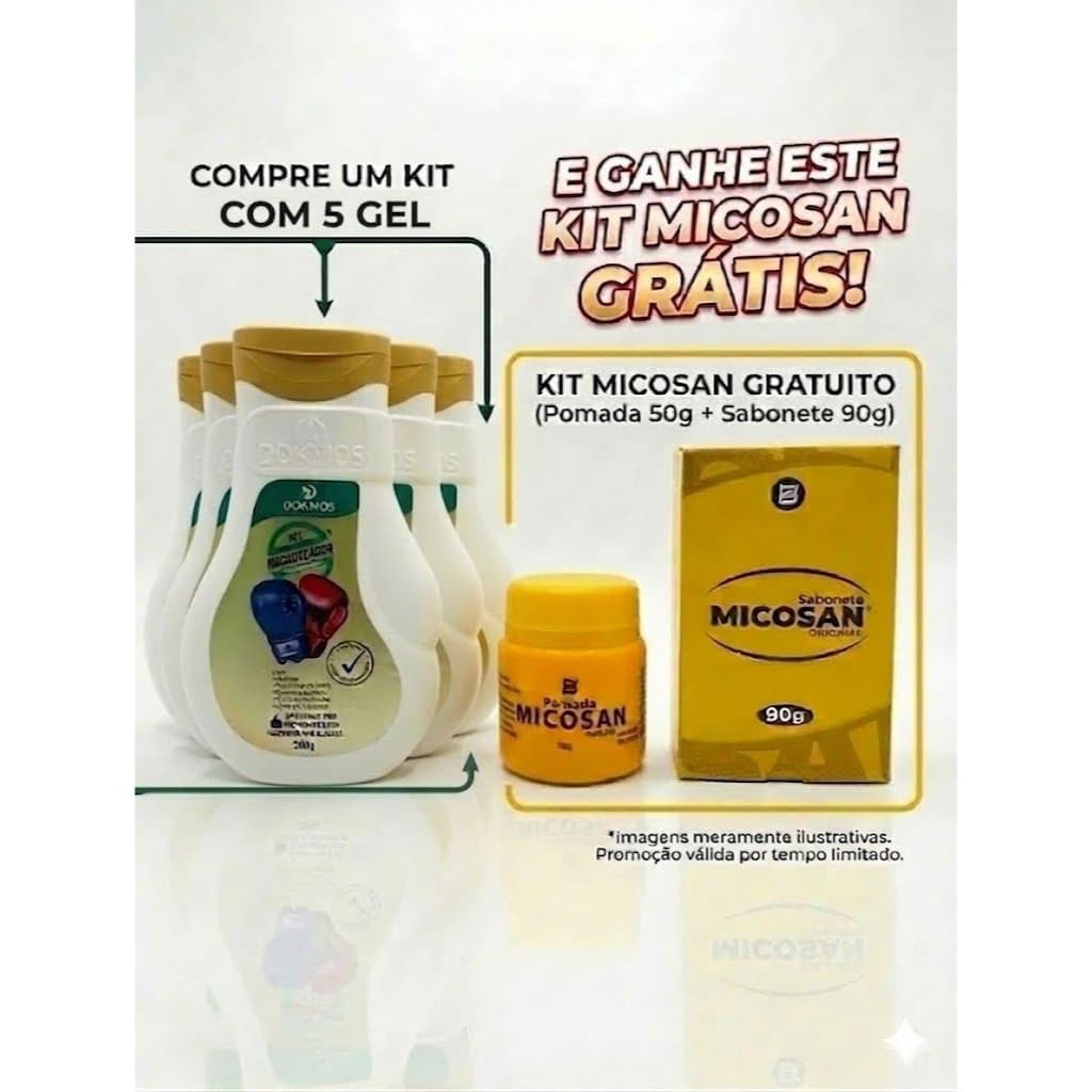 05 Gel Nocauteador 200g Com Brinde Gratis Kit Micosan  Dokmos Massageador Relaxante Muscular Dokmos Arnica - Original