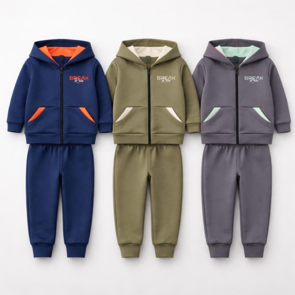 Conjunto Infantil Masculino Inverno Soft Plush | 1 a 8 anos | Jaqueta com Capuz + Calça Menino
