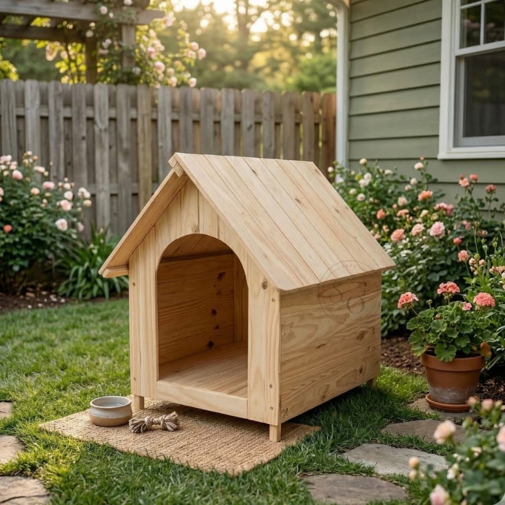 Casinha De Cachorro N5 Porte Médio Casa Madeira Pinus Duas Águas Cães Abrigo Pet