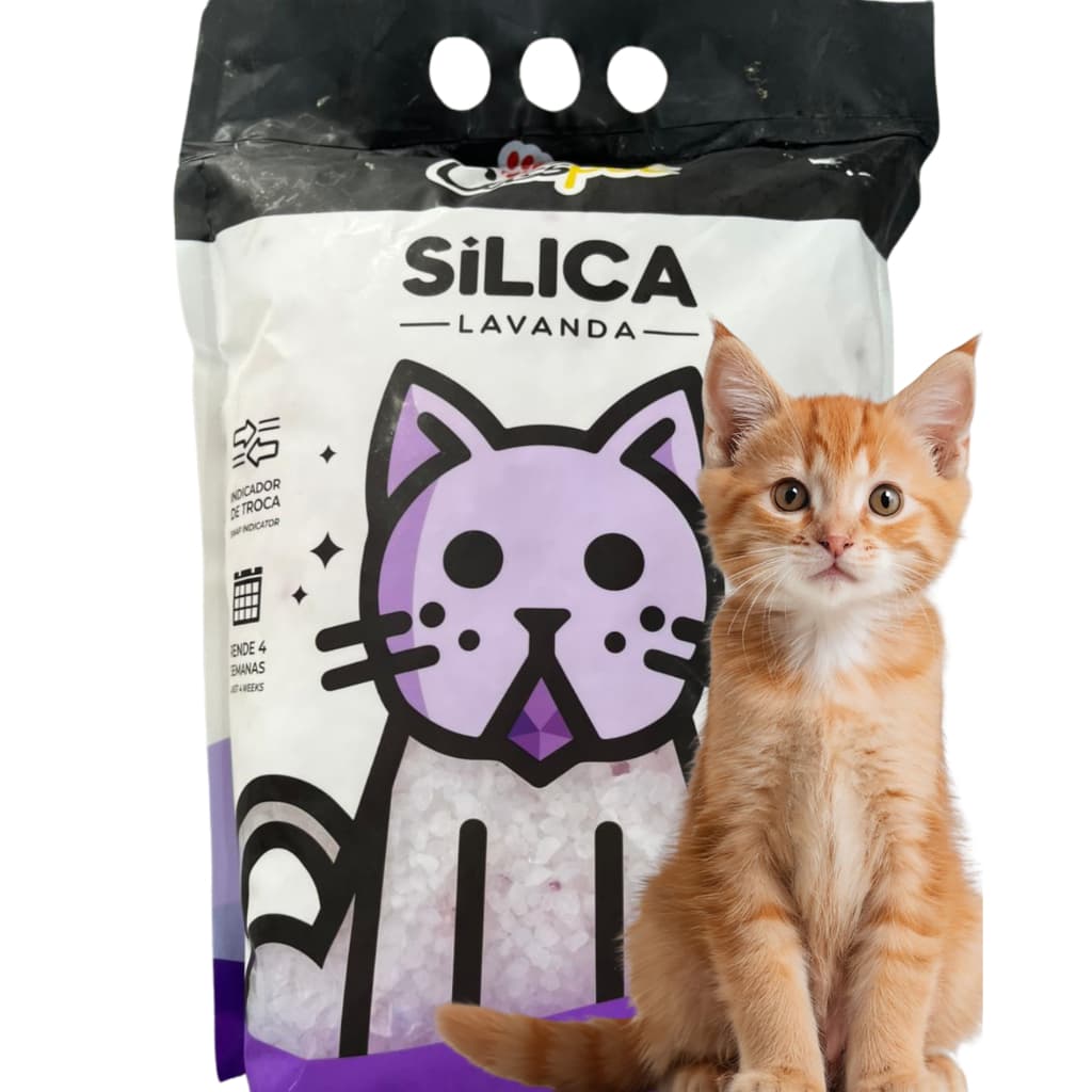 AREIA SANITÁRIA BIODEGRADÁVEL PARA GATOS - SÍLICA GROSSA LAVANDA CASSPET - 1,6KG -