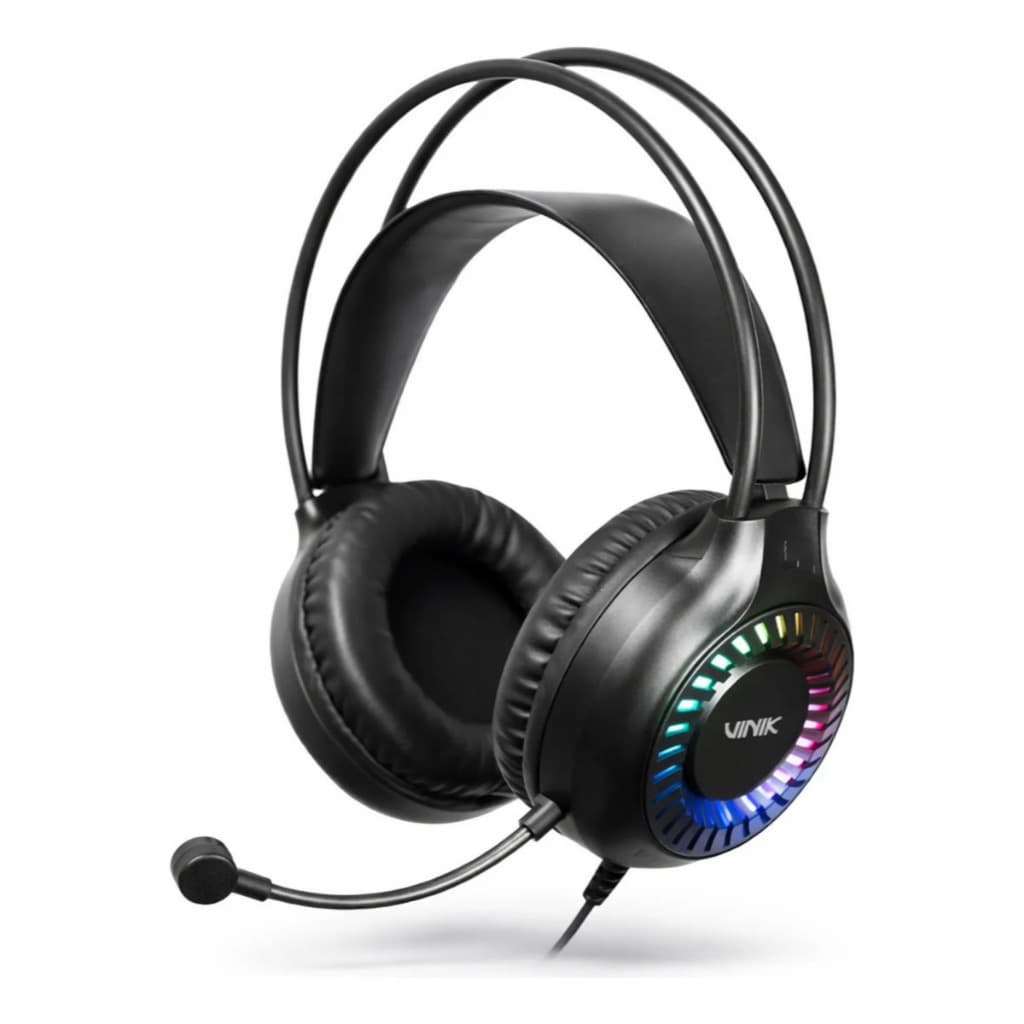 Fone De Ouvido Headset Gamer Hurricane Usb Rgb Com Microfone Para Pc Notebook Som Estéreo Cabo 1,80m Beesclover Preto