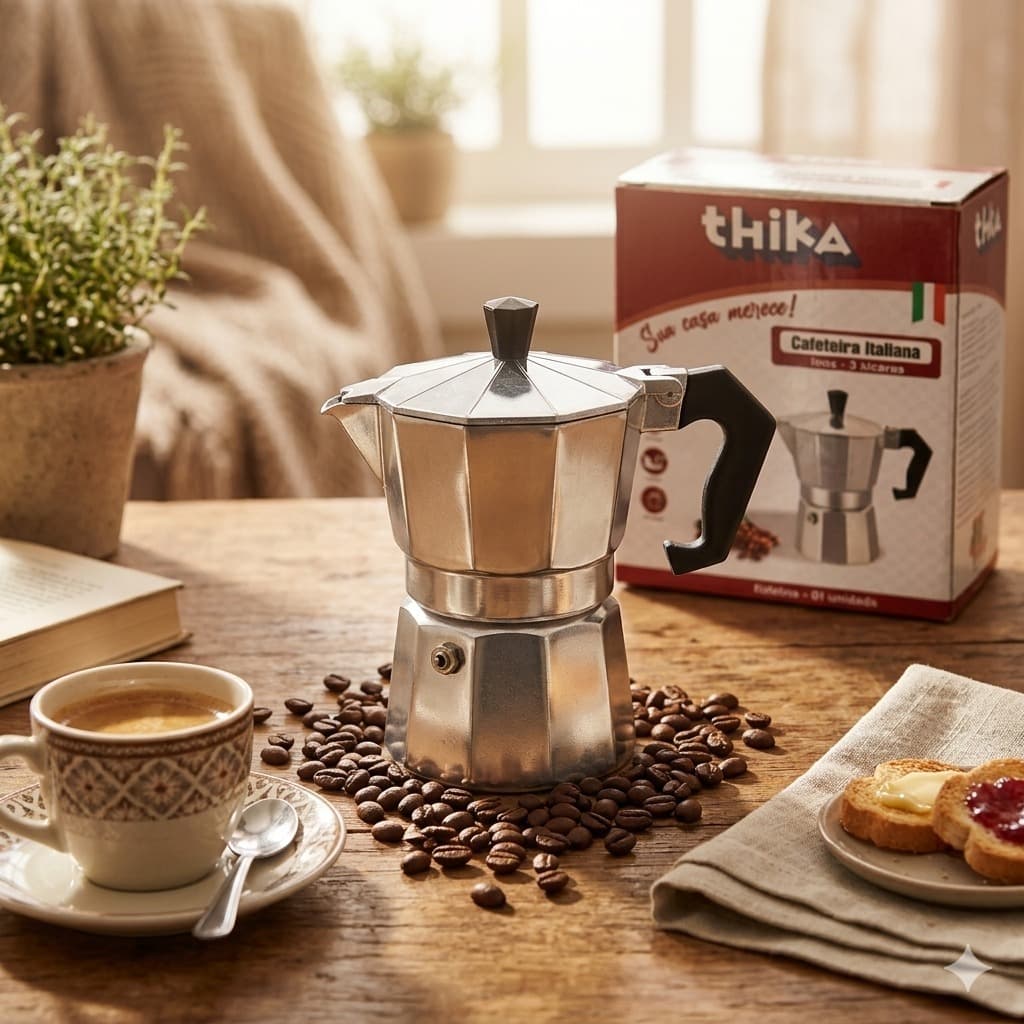 ☕ Cafeteira Italiana Inox Resistente e Prática ☕ Café Expresso Caseiro Intenso e Saboroso! 🔥