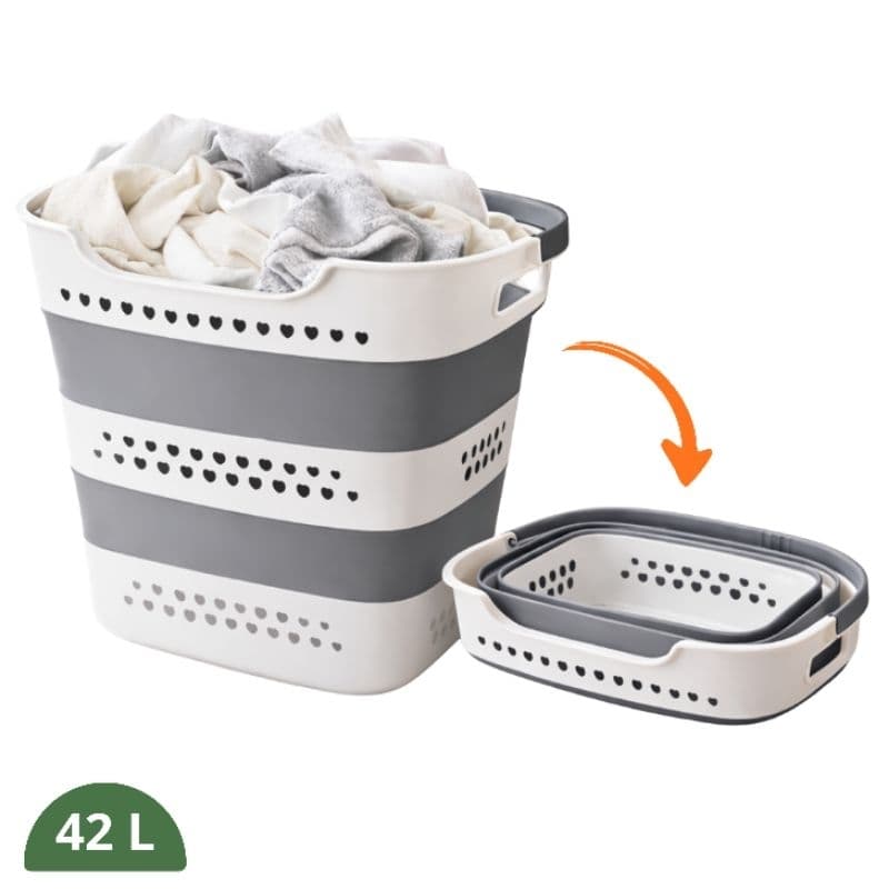 Cesto de Roupa Suja Dobrável Retrátil Grande 40L – Organizador para Lavanderia, Banheiro e Casa