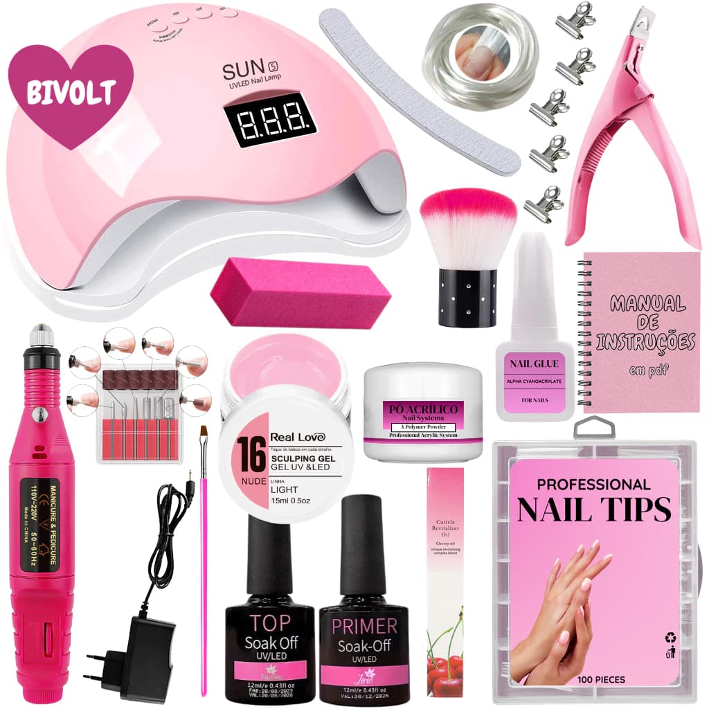 Kit De Unha Gel Completo Fibra De Vidro Kit Unhas Gel