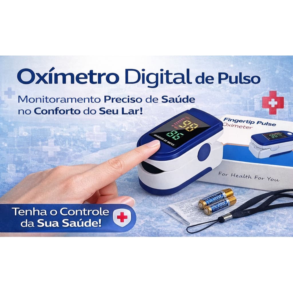 Oxímetro de Pulso Digital Dedo Monitor de Saturação Oxigênio Sangue SpO2 e Batimentos Cardíacos