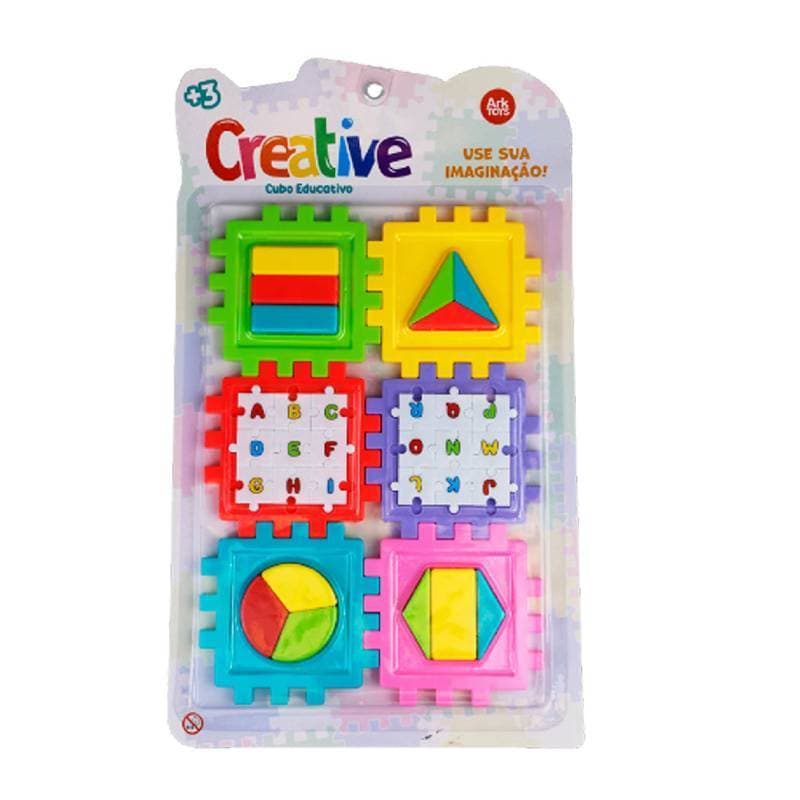 Cubo Educativo de Montar Brinquedo Letras Formas Geométricas Cores Pedagógico Educativo +3 Anos
