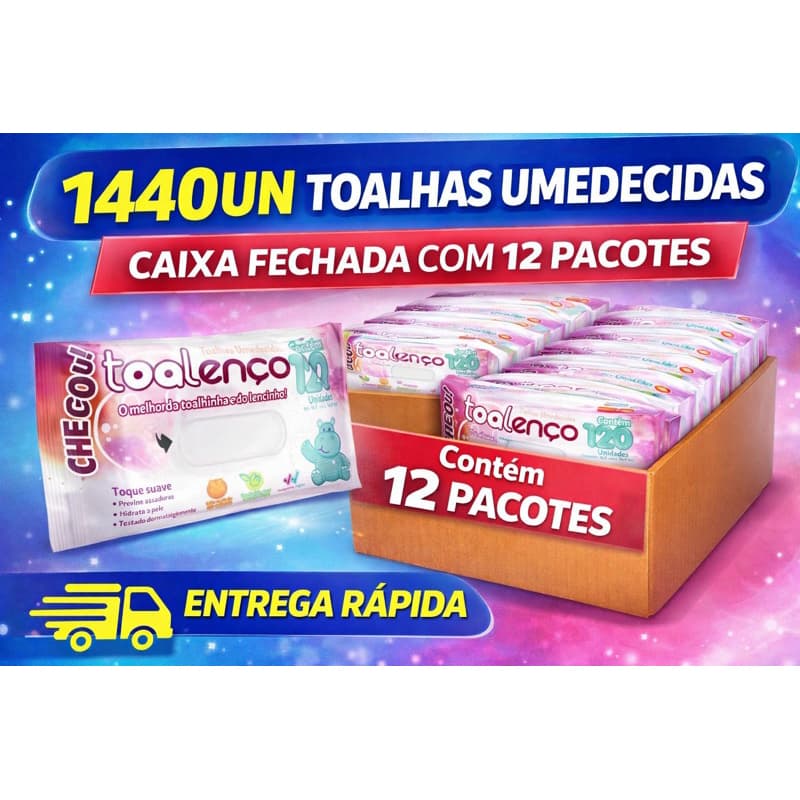 1440UN TOALHAS UMEDECIDAS   CAIXA COM  12 PACOTES