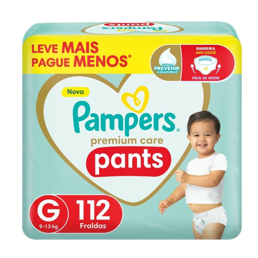 Fralda Pampers Premium Care Pants Tamanho G 112 Unidades