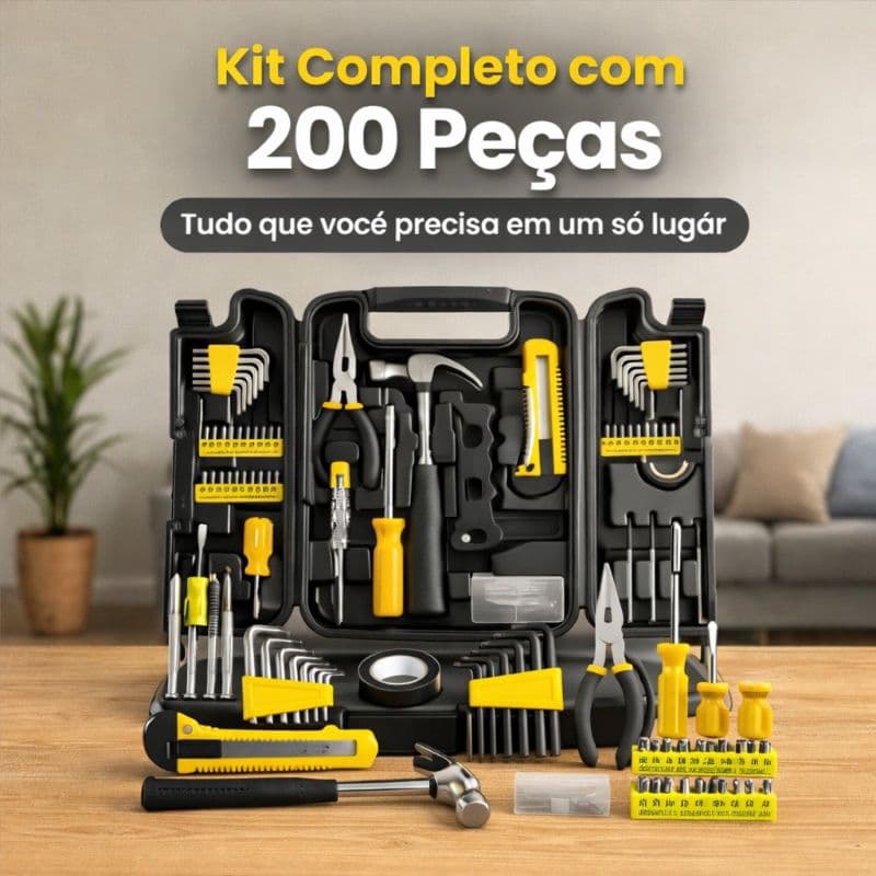 👉 Jogo de Ferramentas 200 Peças com Maleta Kit Completo para Casa e Reparos