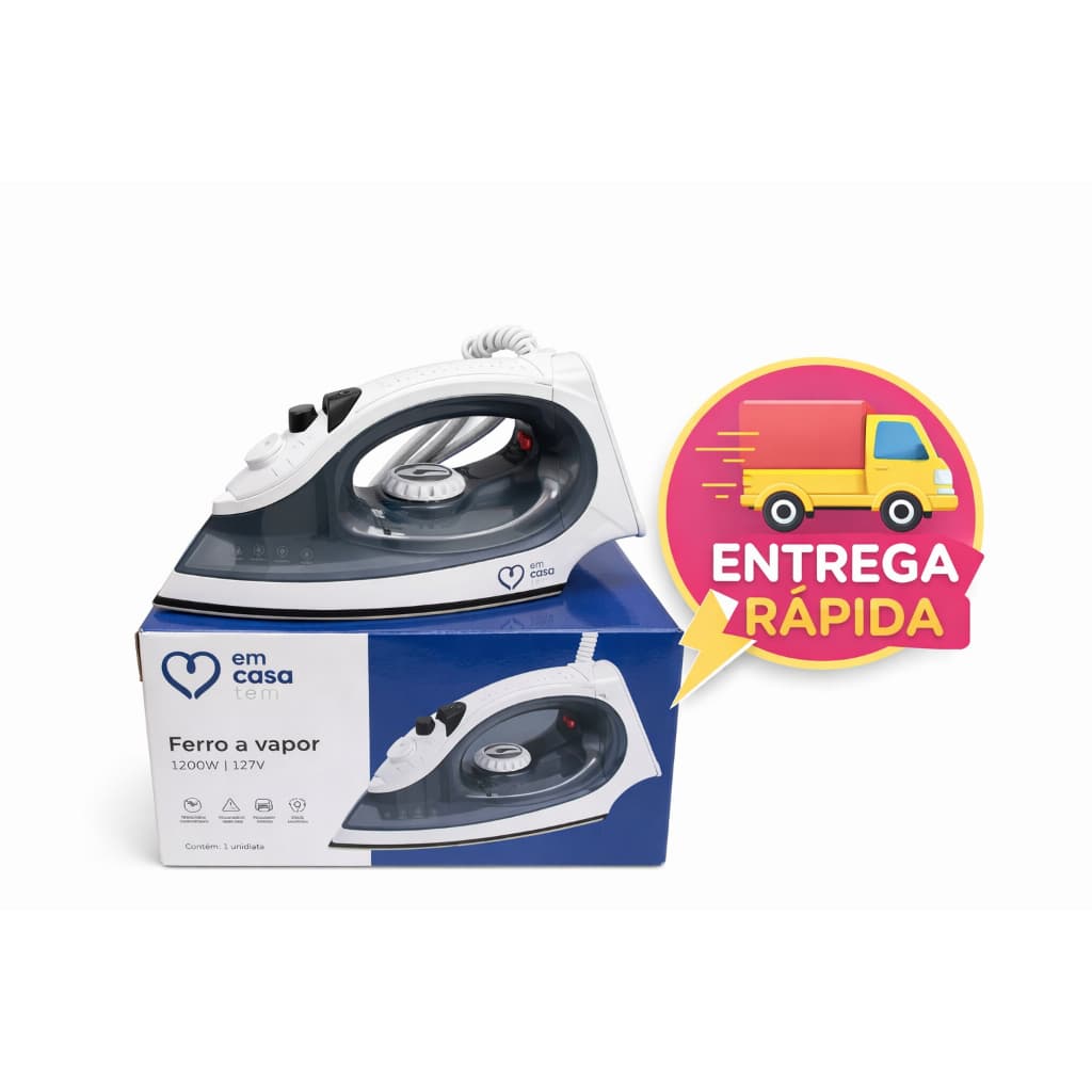 Ferro de Passar a Vapor 1200W 127V Base Antiaderente Controle de Temperatura Roupas Sem Rugas