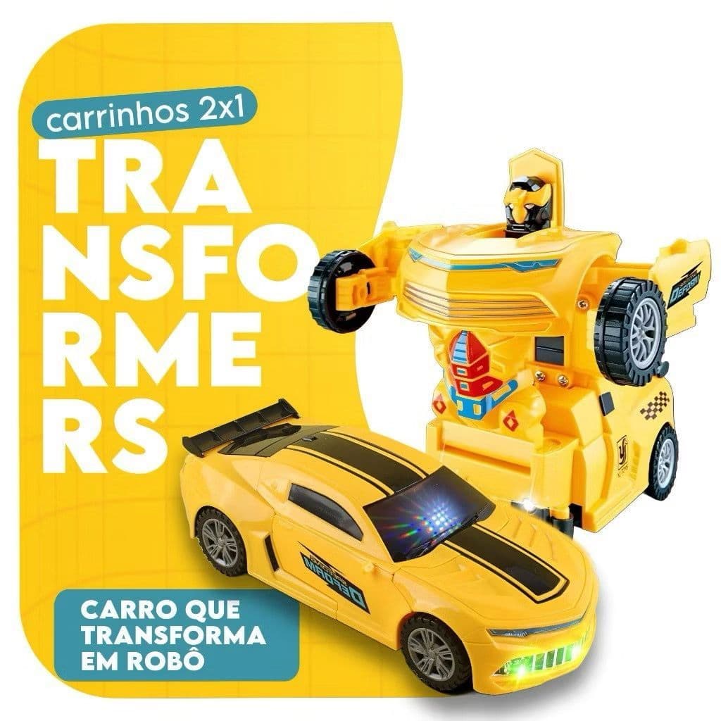 Carrinho Camaro Amarelo Vira Robô Transformers Bate Volta