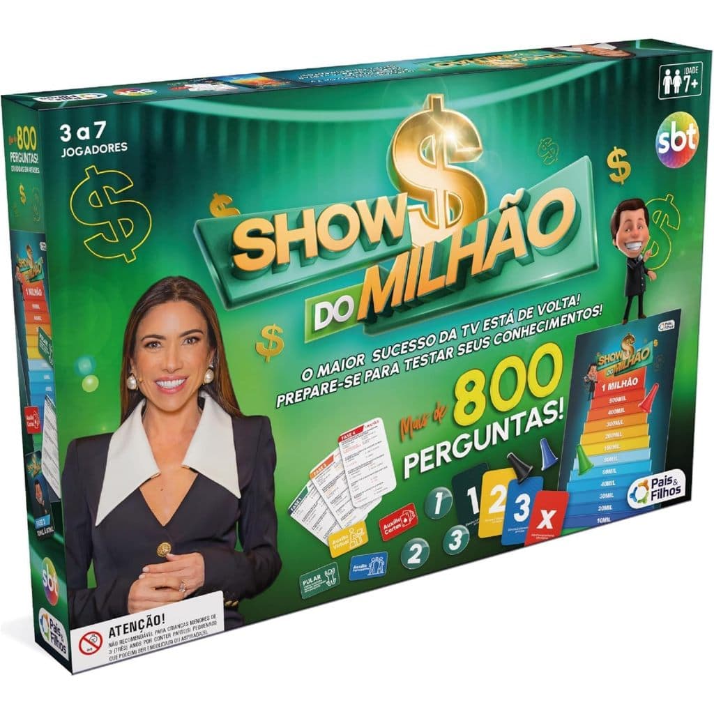 Jogo Show do Milhão 800 Perguntas Quiz Educativo Jogo de Perguntas e Respostas Família