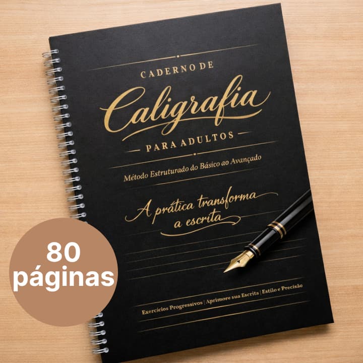 Caderno de Caligrafia para Adultos - Básico ao Avançado - 80 Páginas A4