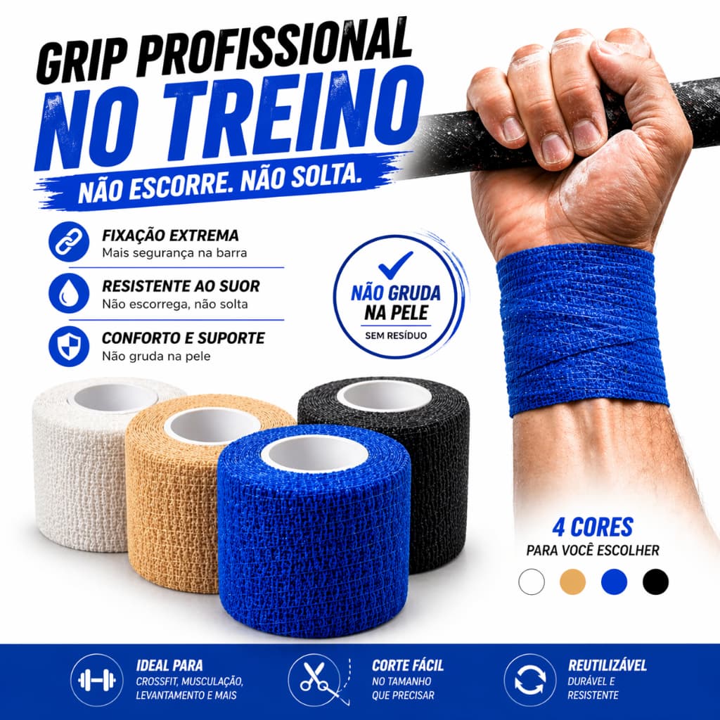 Kit até 05 Bandagem Atadura Elástica Autoaderente Tape 5cm x 4,5m Fisio Esportiva Pet Respirável Não Gruda nos Pelos