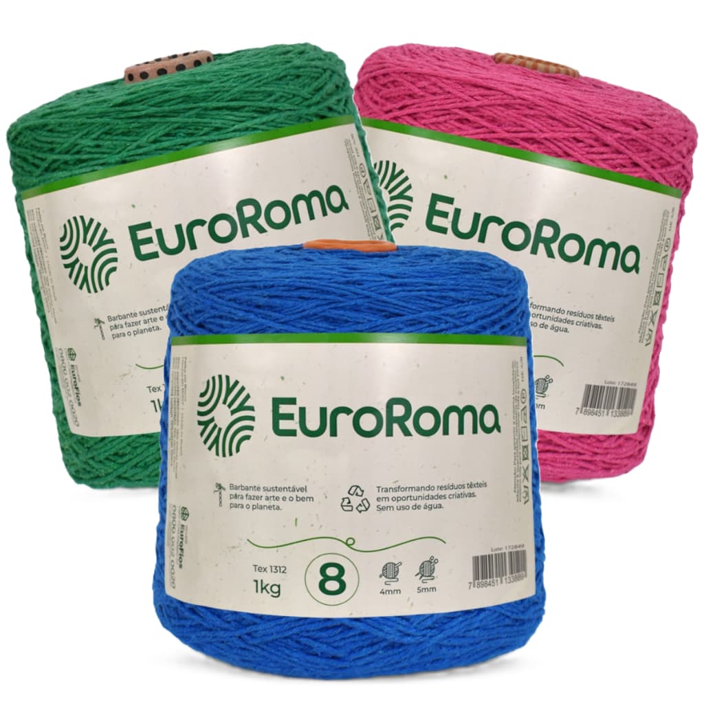 Barbante Número 8 Euroroma Para Crochê 1 Kg Colorido Promoção