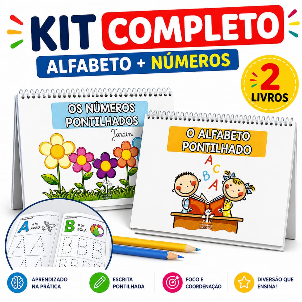 Kit 2 Livros - Números Pontilhados + Alfabeto Pontilhado Pequeno