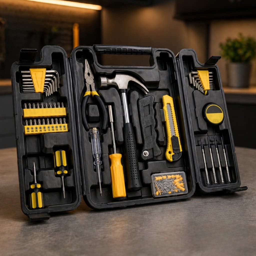 Kit Jogo Ferramentas 200 Peças Aço Carbono Completo Profissional com Maleta Organizadora