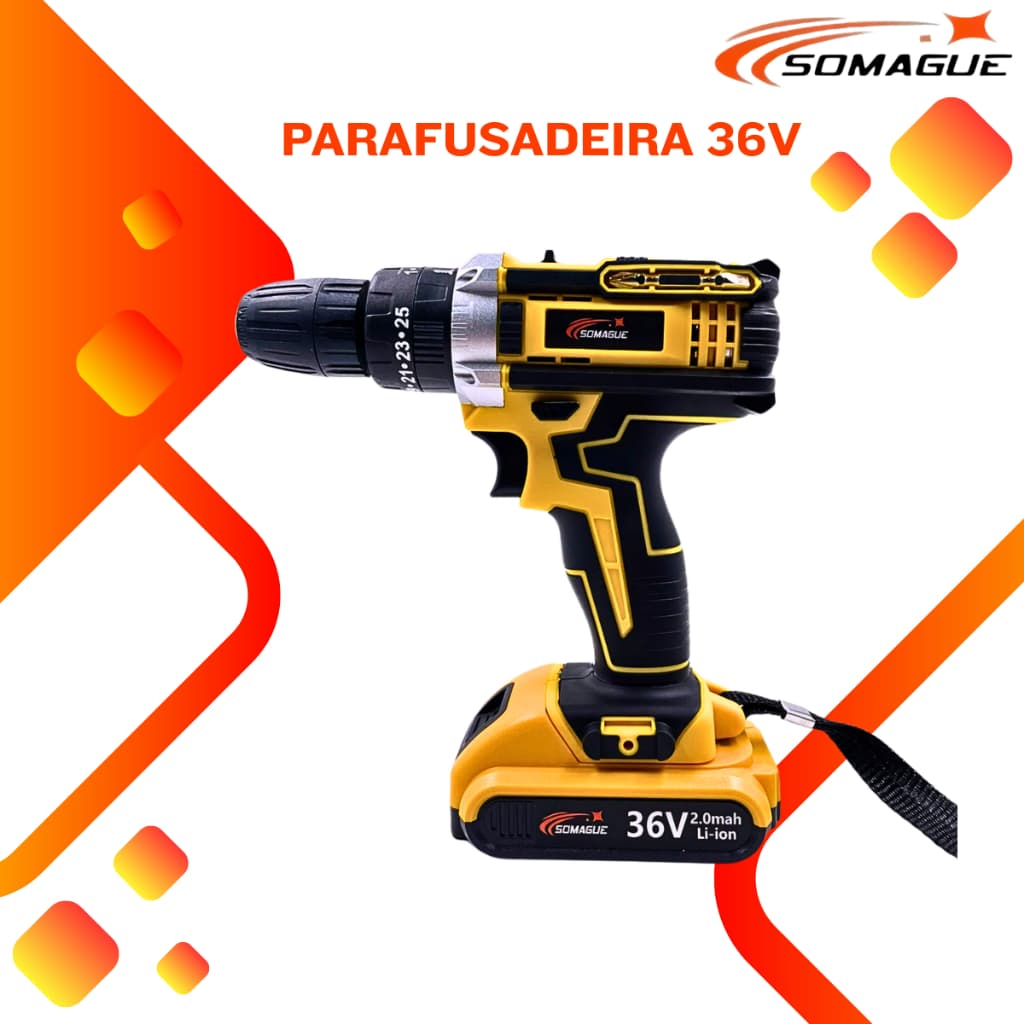 Kit Furadeira E Parafusadeira Sem Fio Maleta 36v 2 Bateria