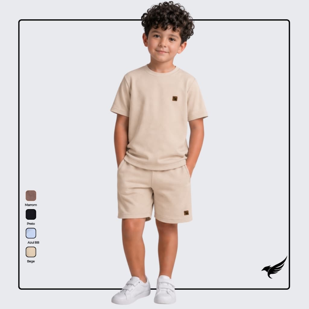 Conjunto Camisa e Bermuda Menino Infantil Kit Camiseta e Shorts