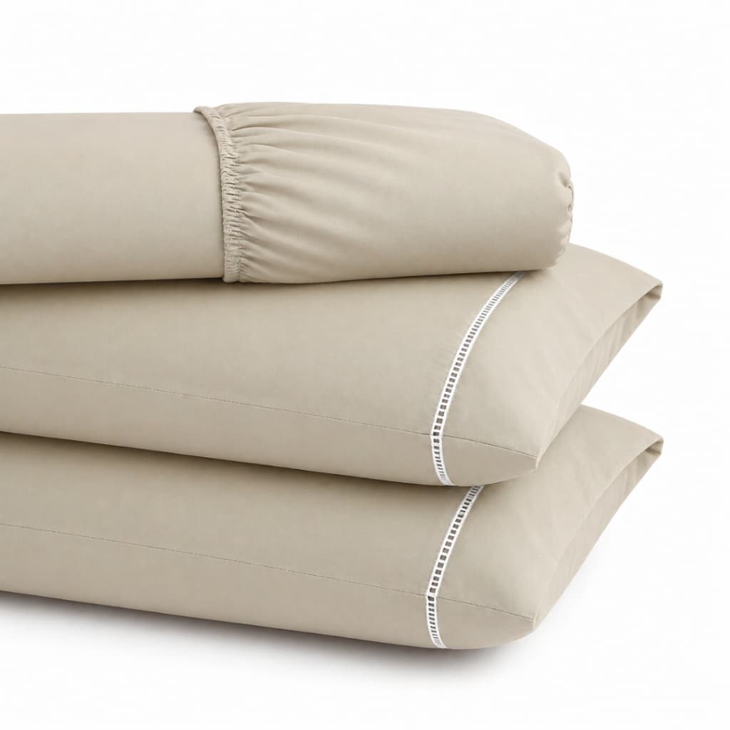 Jogo de Cama Lençol 400 Fios Extra Macio Par de Fronha Solteiro Casal Queen King Ponto Palito Micropercal