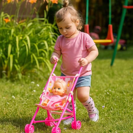 Carrinho Boneca Infantil Dobrável Brinquedo Passeio Bebê Reborn Menina Presente Criança Educativo LAZER