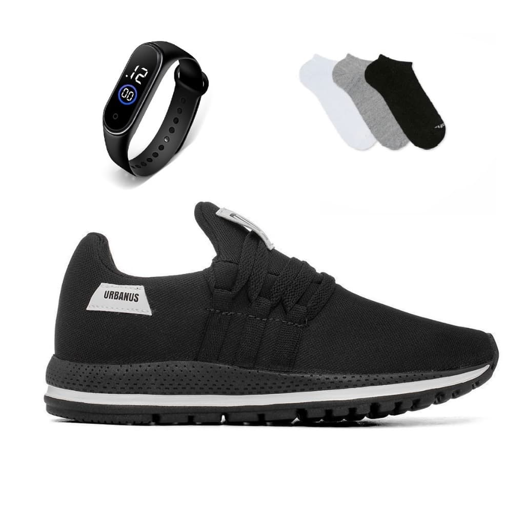 Kit Tenis Masculino Feminino + Relogio + Meia Esportivo Caminhada Treino Corrida Lançamento