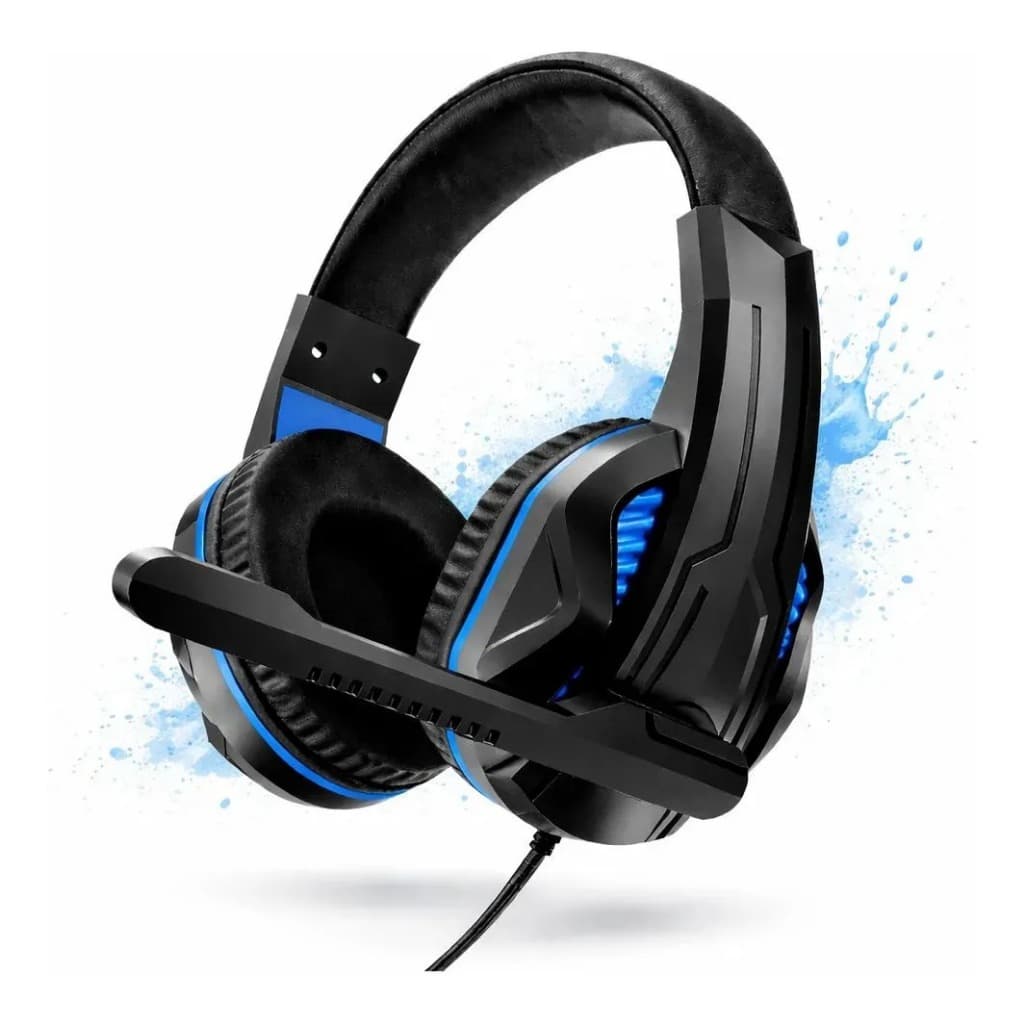 Fone Headset Gamer Lehmox USB/P2 com Microfone, LED Azul para PC Gamer, Notebook e Celular