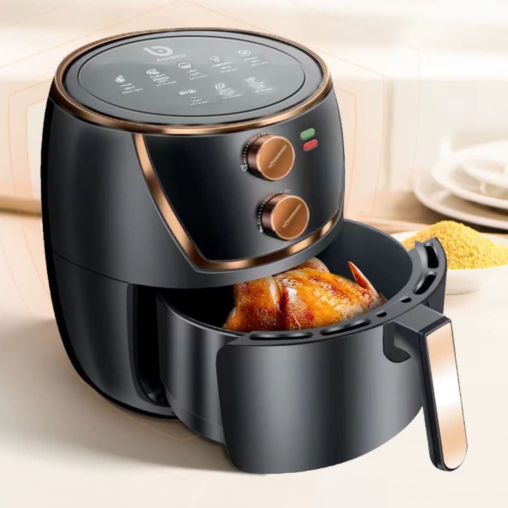 Fritadeira Elétrica Sem Óleo COIBEU Air Fryer 5L 1500W Digital Touch/Botão Giratório Preto 127V/220V