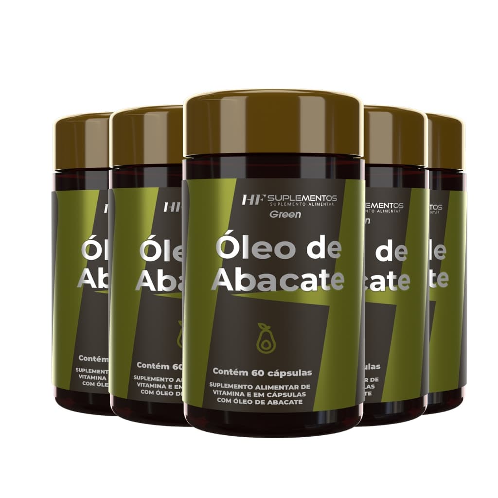 5x OLEO DE ABACATE COM VITAMINAS 1000MG 60 CAPS HF SUPLEMENTOS