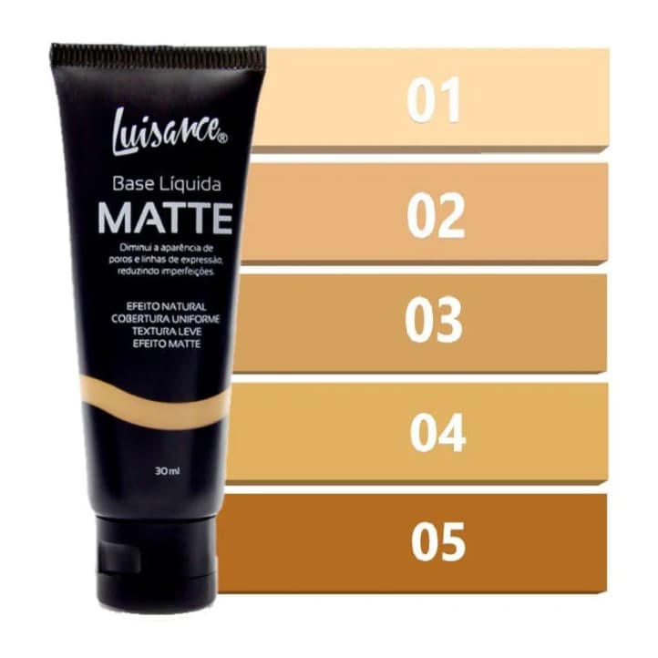 Base Líquida Matte Luisance Cobertura Uniforme Efeito Natural 30ml