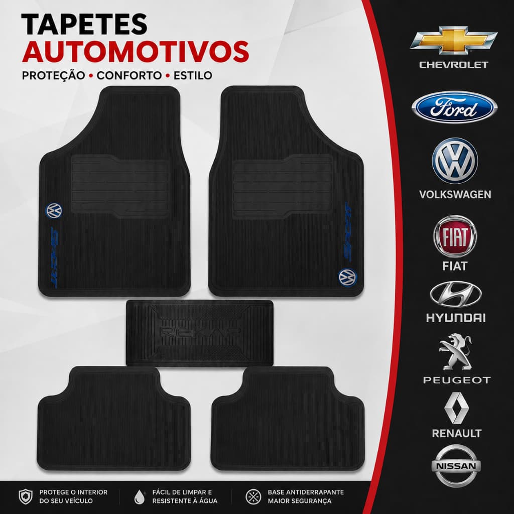 Tapete Personalizado Volkswagen Preto Golf Sportline Sport - Tapete Automotivo, Tapete para Carro, Carpete Carro