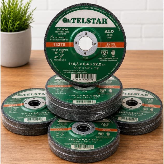 Disco de Desbaste Telstar 4.1/2 115mm para Aço Esmerilhadeira  5/10/25 PÇ