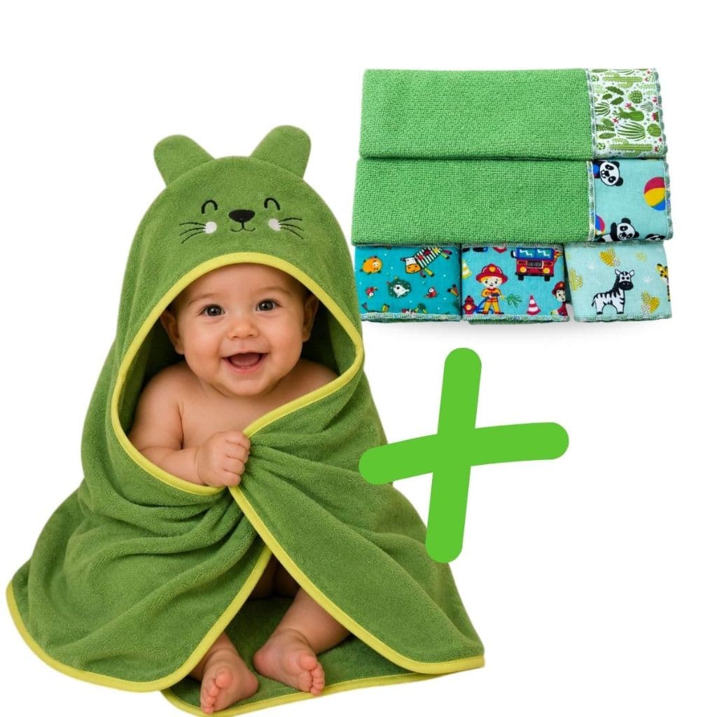 Toalha de Banho Para Bebe Capuz Orelha Kit 3 Fralda Boca Ombro Enxoval Bebe Menina Menino Rosa Azul