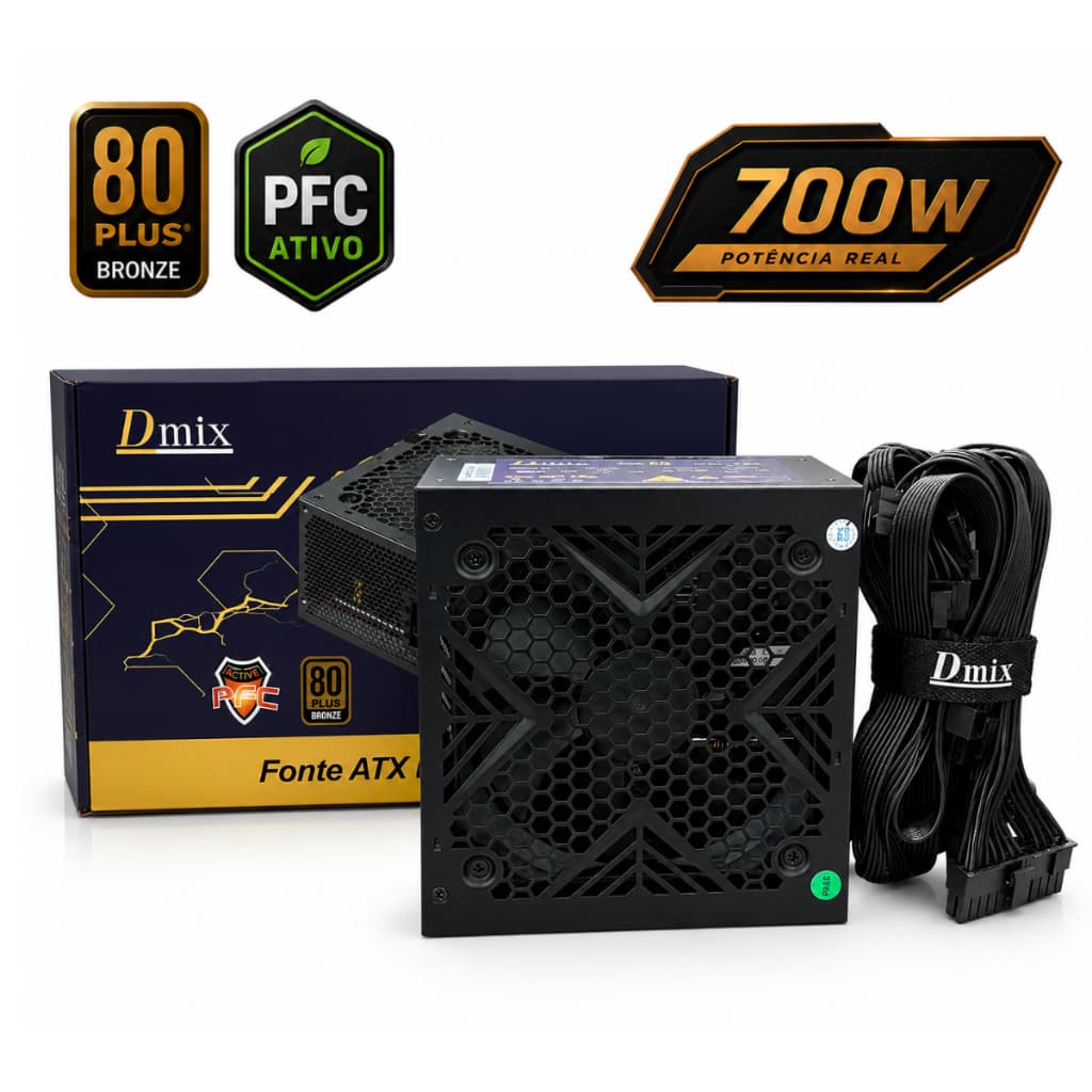 Fonte Atx 700w Real 80 Plus Bronze Bivolt Automática