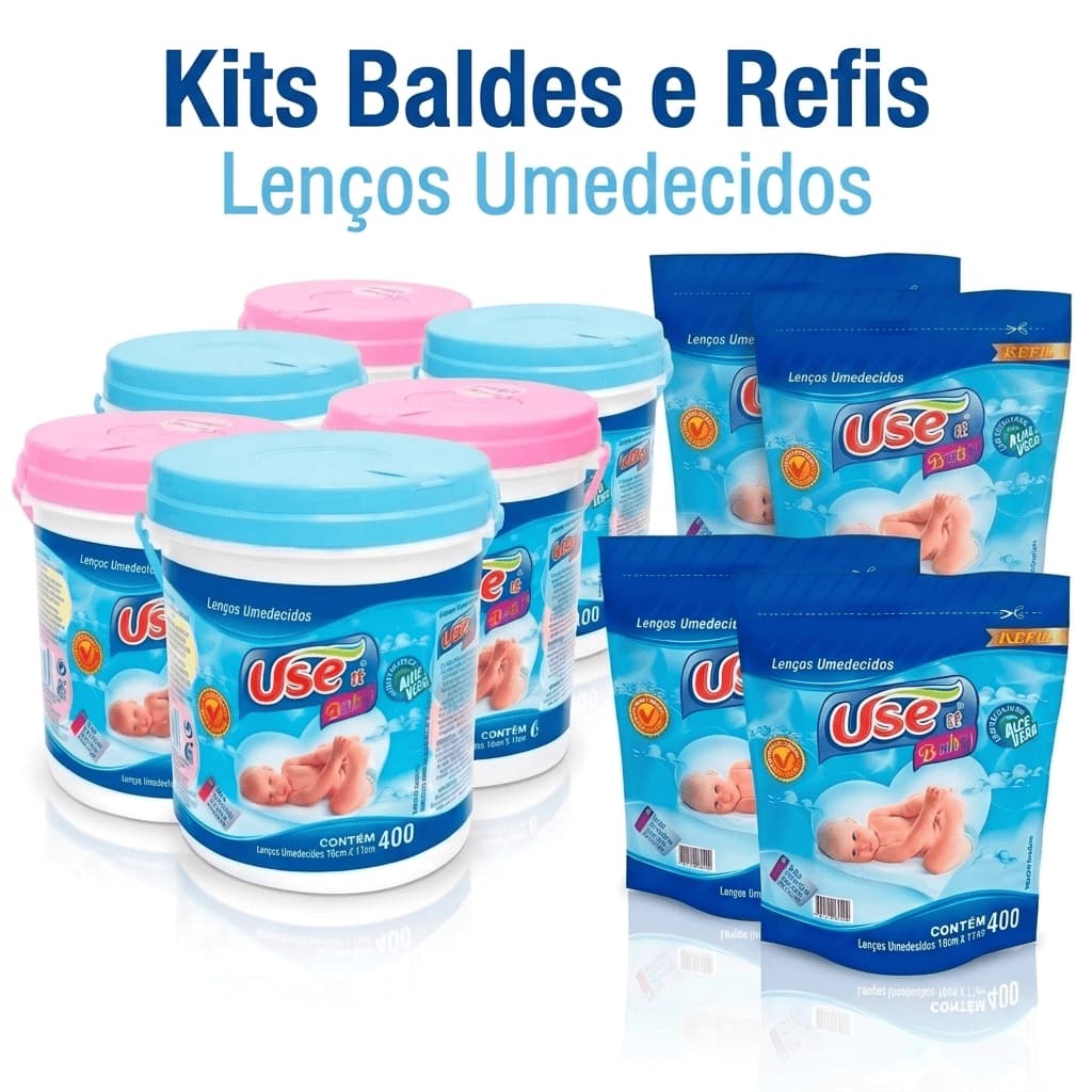 Kit Lenços Umedecidos Balde Refil Use It Baby