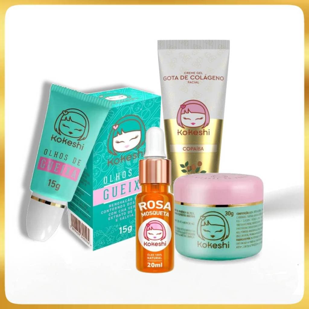 Kit Kokeshi Pele de Porcelana Completo 4 Produtos Anti-Idade