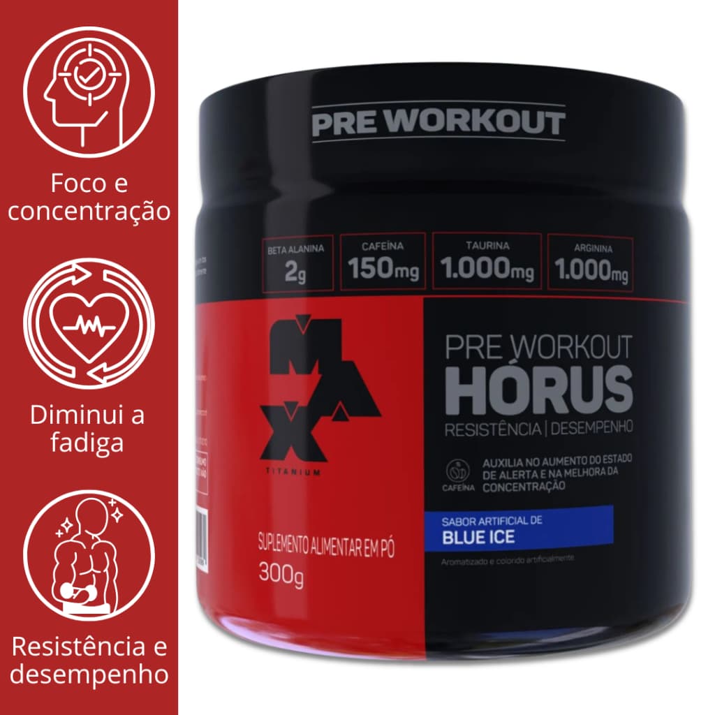 Pré-Treino Horus 300g | PRÉ-TREINO COM CAFEÍNA, TAURINA E BETA-ALANINA