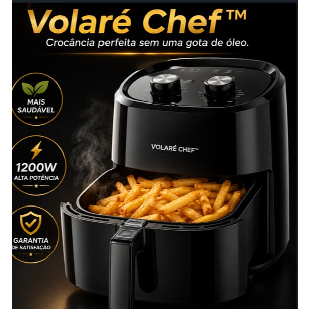 Air Fryer Volaré Chef 3,4 Litros 1200W Fritadeira Elétrica Sem Óleo Antiaderente Cozinha Saudável 220V