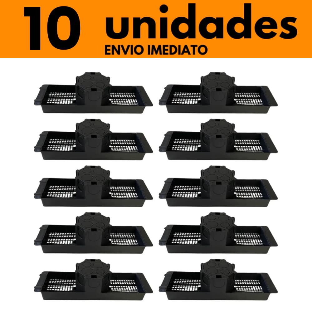 Kit 10 Caixa De Luz Teto Suporte Para Laje 30cm Preto Caixinha Reforçada P/Conduíte Fiação