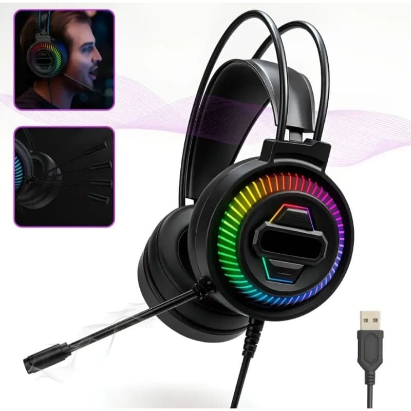 Headset Gamer Delta F7140 Fone Ouvido RGB Pro Microfone PC Notebook Celular PS4 PS5 Xbox Gamer Som Bass Alta Qualidade