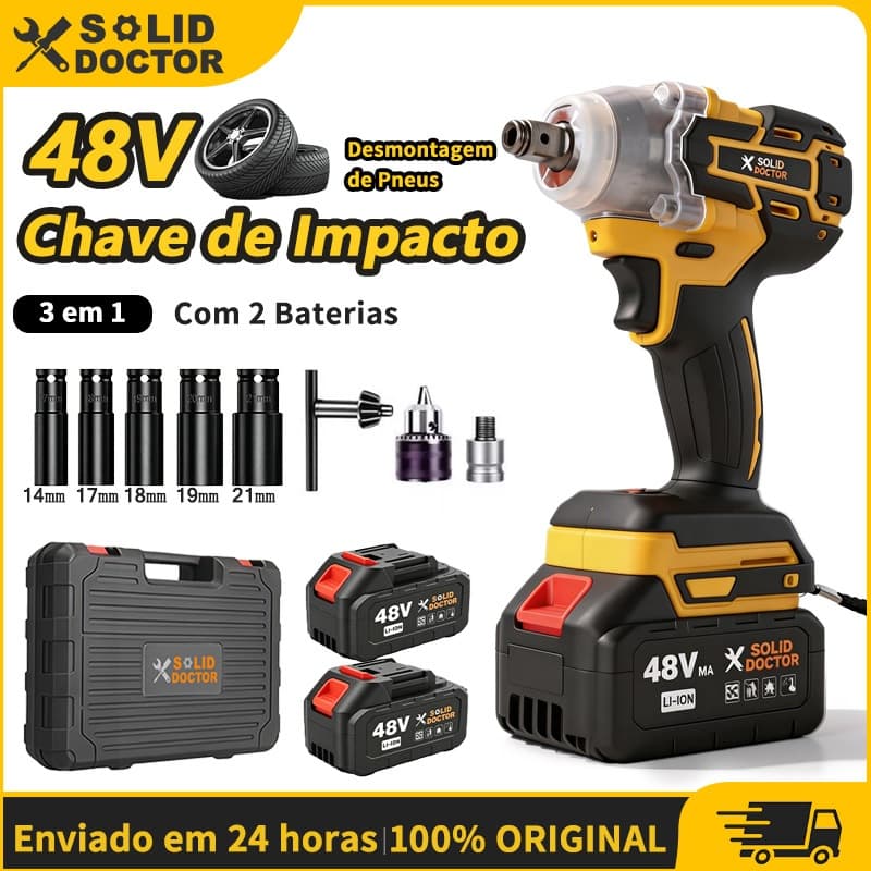 Solid Doctor Parafusadeira Furadeira Chave De Impacto Kit 48V 350NM Sem Fio 2 baterias Com Maleta
