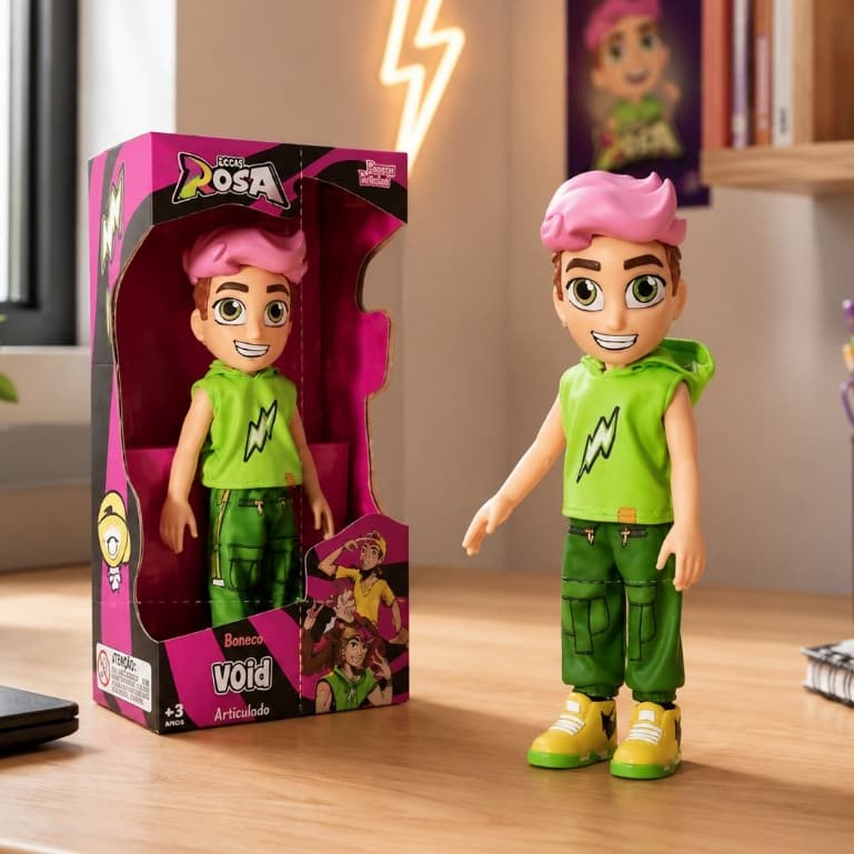 Boneco Void Grupo dos Rosa 26cm Articulado Novabrink Brinquedo Colecionável Infantil